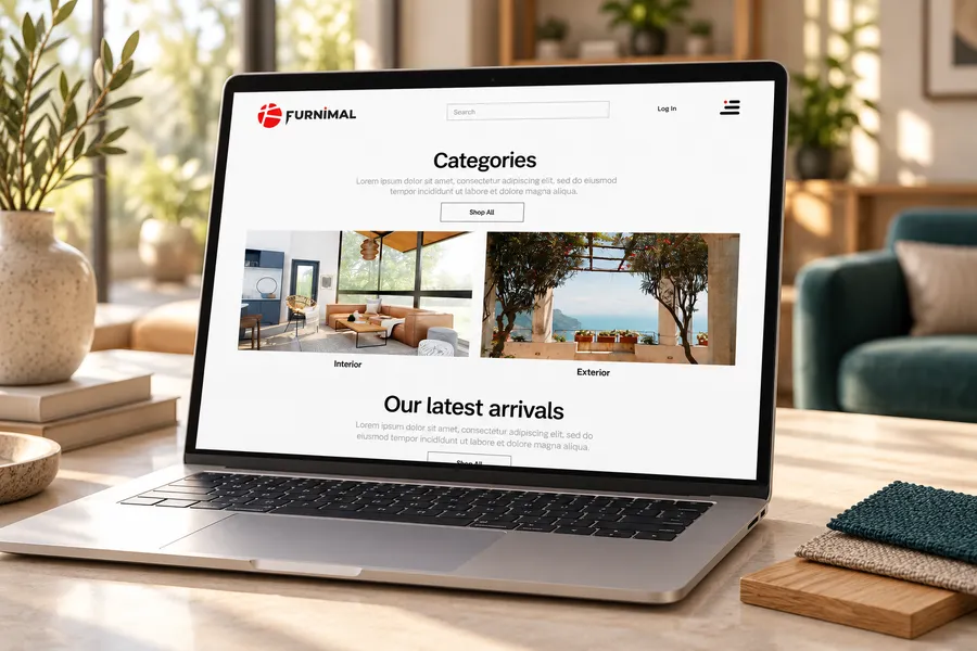 Furnimal website open on a laptop