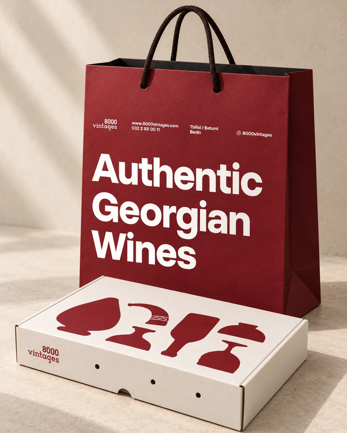 8000 Vintages wine bag and gift box made by Leader Pack